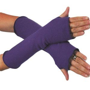 Purple Fleece Arm Warmers Texting Gloves Winter Fall Women's Men's Casual Warm
